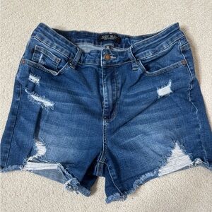 Judy Blue Distressed Dark Blue Jean Shorts